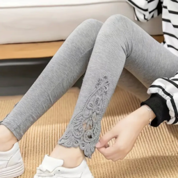 Floral Lace Panel Skinny Leggings