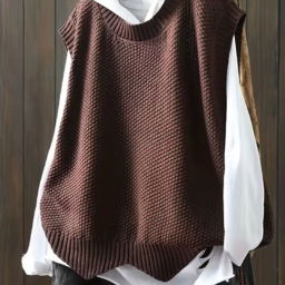 Solid Crew Neck Knit Vest